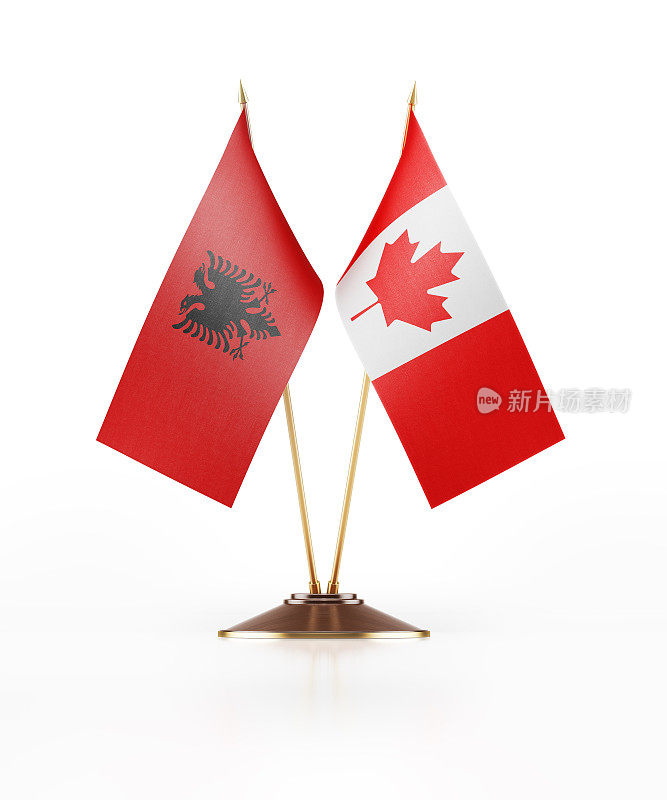 阿尔巴尼亚和加拿大的微型国旗