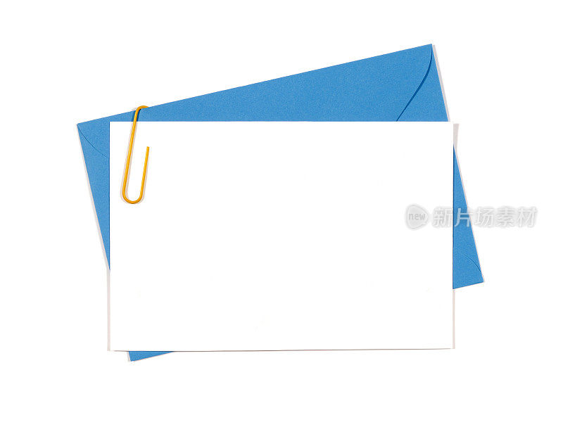 蓝色信封的空白留言或请帖