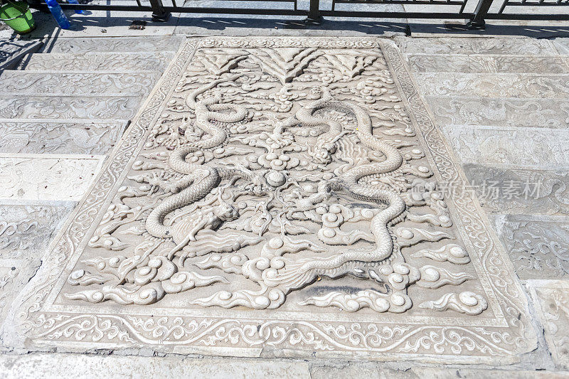 石头雕刻的细节。中国北京的紫禁城