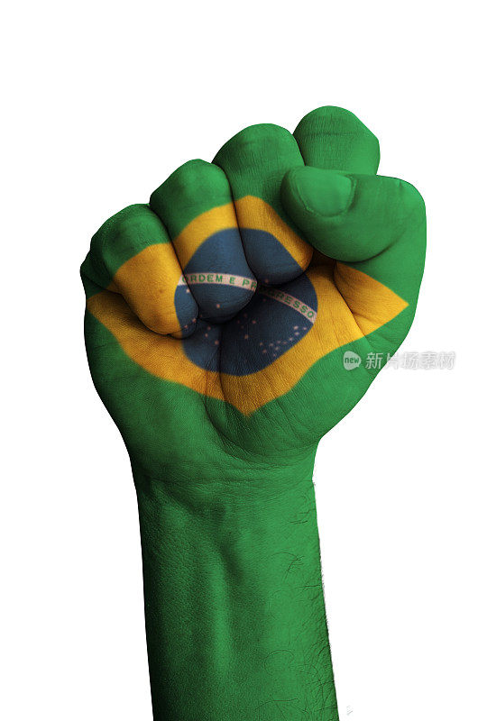 用巴西国旗握拳