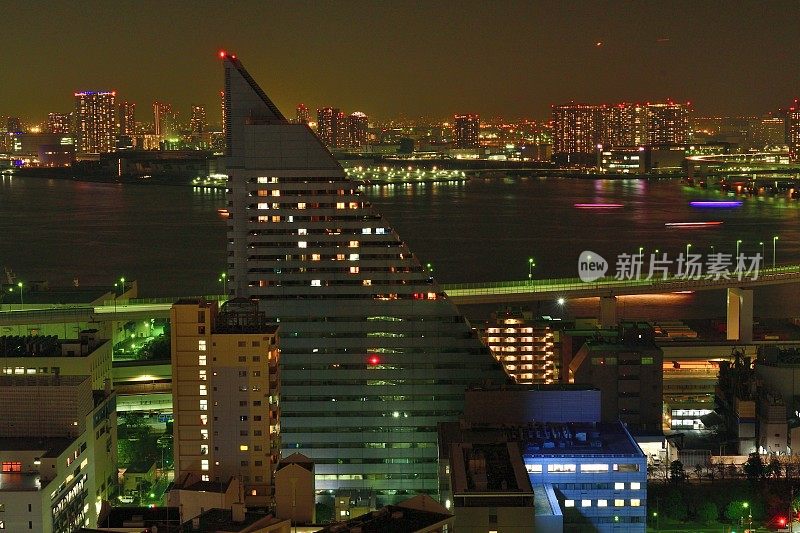 东京湾地区夜晚的城市景观