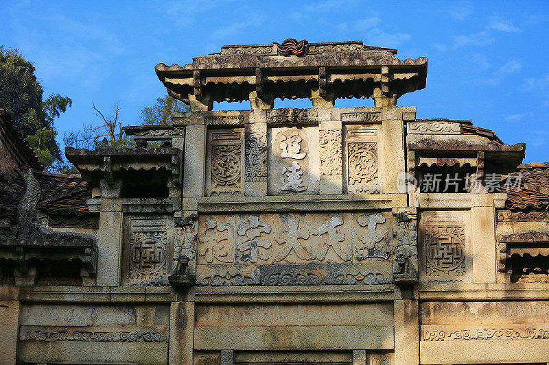 中国江西婺源徽派建筑细节。