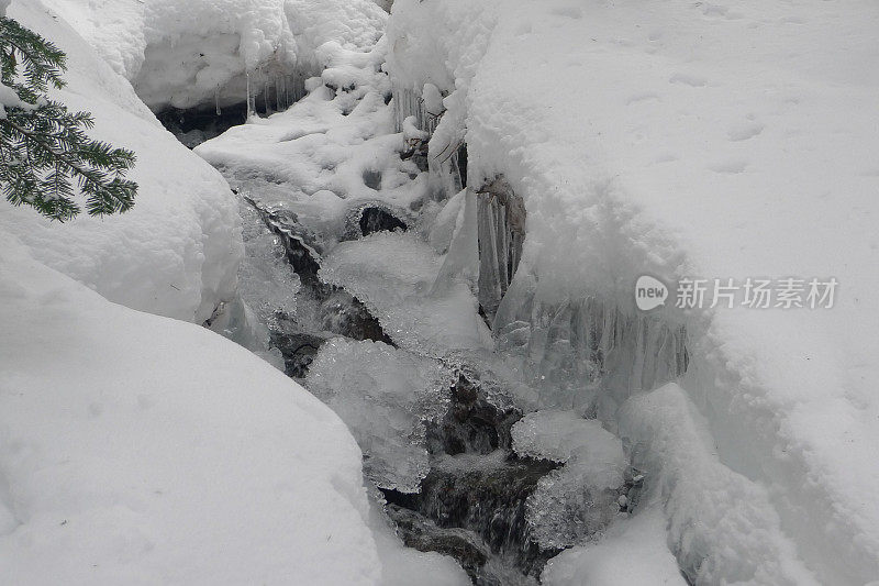 雪覆盖了小溪