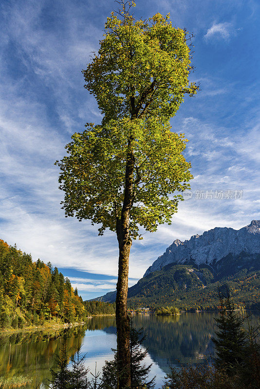 德国Garmisch-Partenkirchen令人叹为观止的Eibsee湖