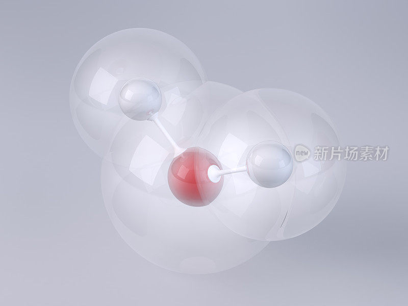 水分子3D渲染灰色背景