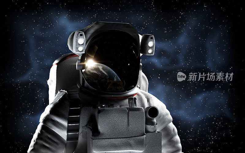 宇航员或宇航员在外太空探索，以星场为背景