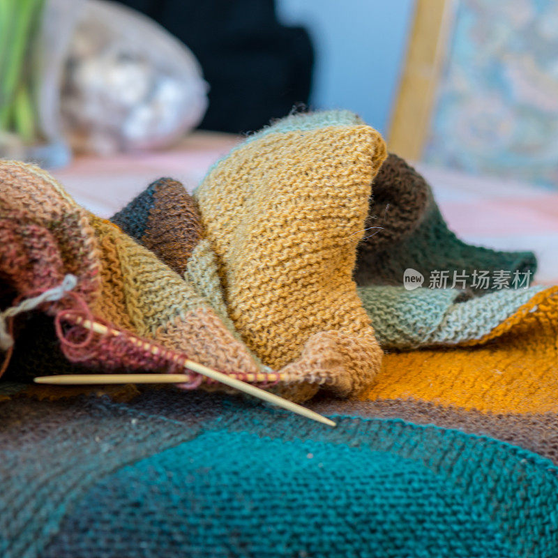 针织羊毛围巾，传统手工艺品类型，针织背景及纹理，手工，针织图案背景