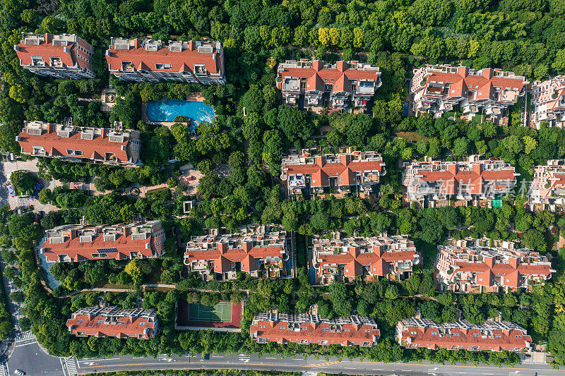 鸟瞰上海现代住宅区，中国