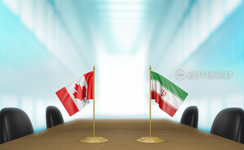 加拿大和伊朗的关系和贸易协议谈判3D渲染