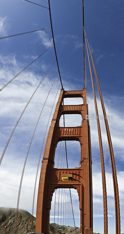 金门大桥红塔垂直全景旧金山