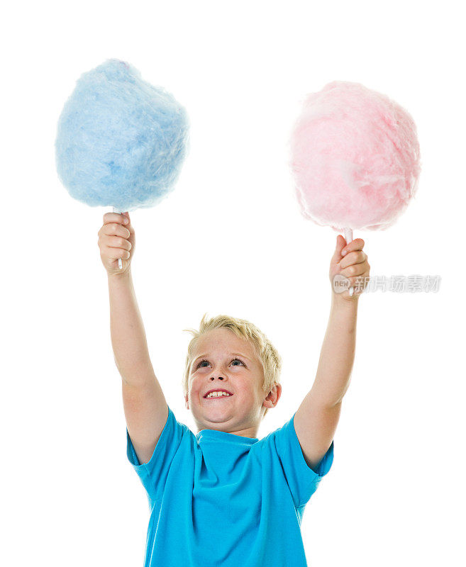 粉色和蓝色的棉花糖