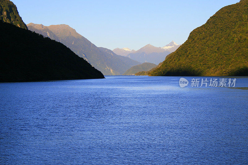 雄伟的疑声峡湾，田园诗般的峡湾景观，新西兰南部全景