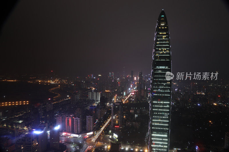 中国深圳未来现代化建筑夜景