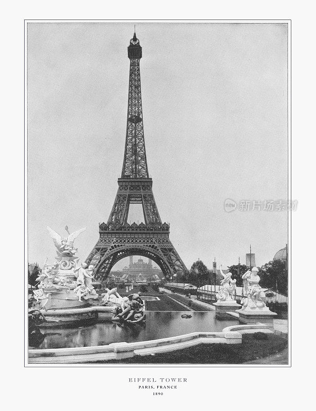 埃菲尔铁塔，古董巴黎照片，1893年