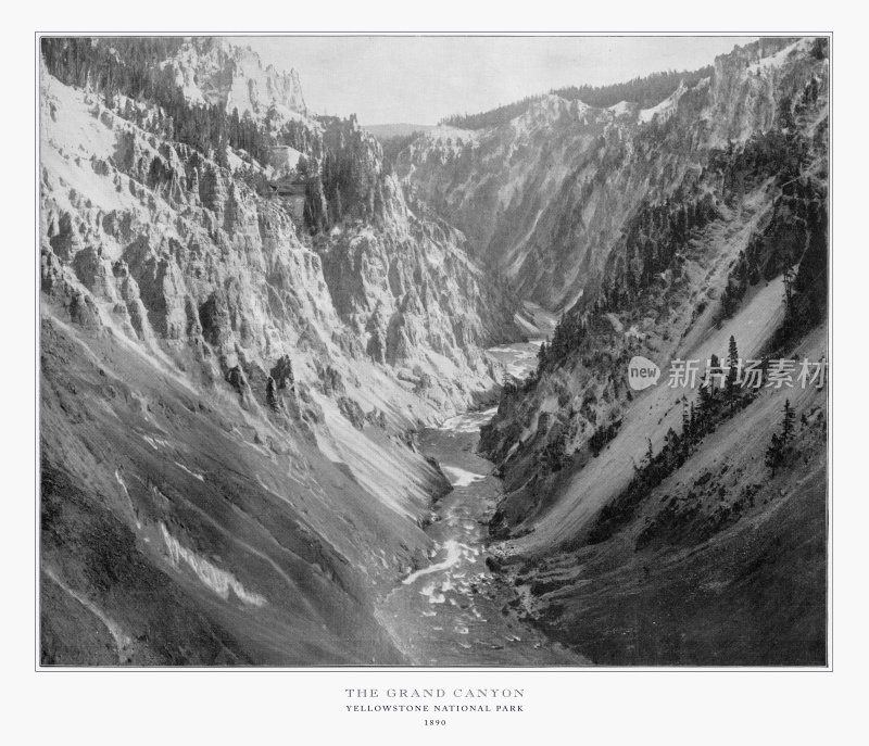 大峡谷，黄石国家公园，科罗拉多州，美国，古董美国照片，1893