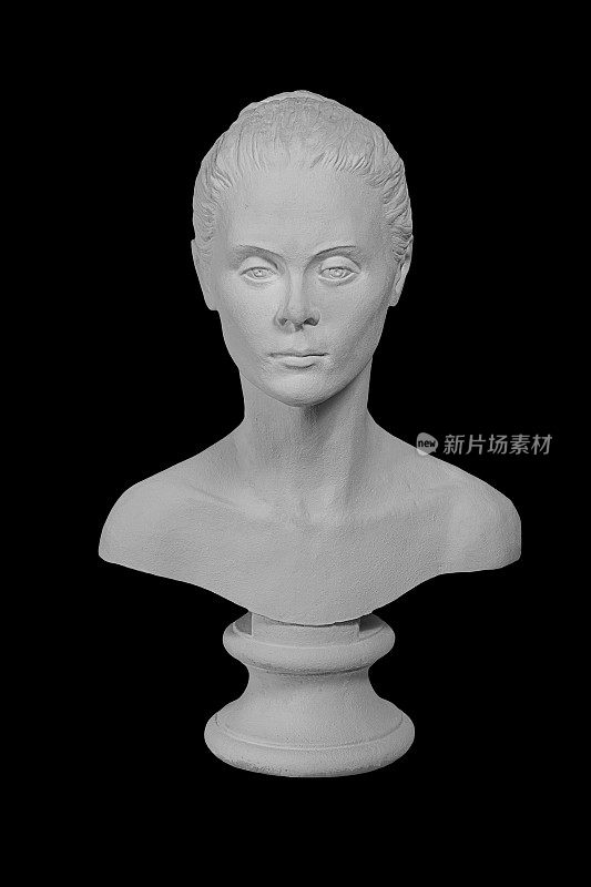 白色石膏半身像的年轻女子雕塑肖像