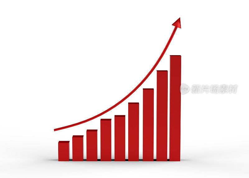 商业成功与成长，上升的图表，向上的箭头