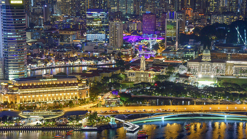 新加坡市中心CBD的天际线全景