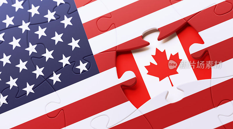 美国和加拿大国旗拼图