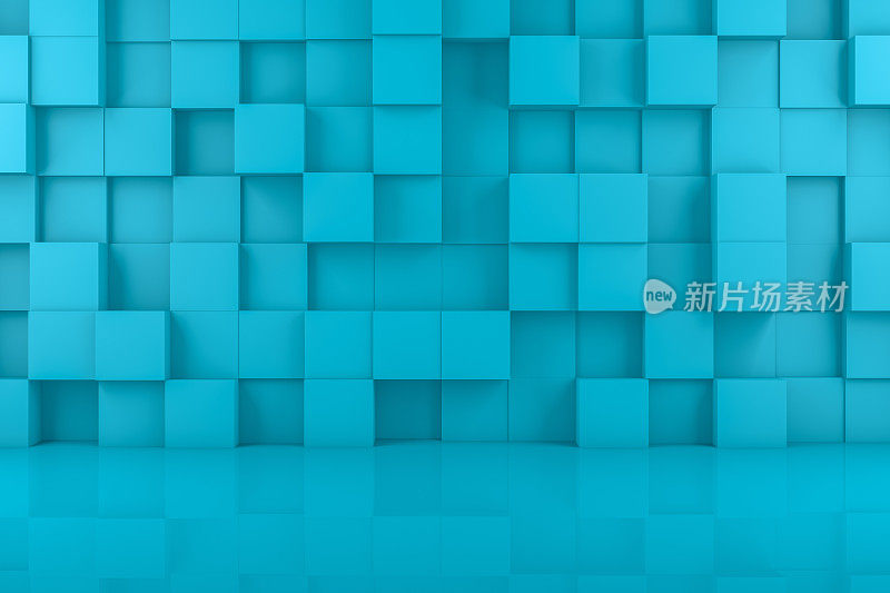 抽象3D蓝色立方体墙背景