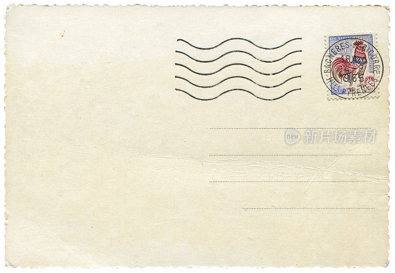 1966年从法国寄来的老式明信片，对于任何历史明信片通信的使用都是一个非常好的背景。