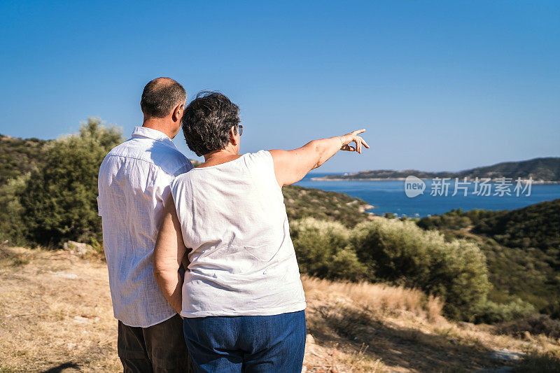老年夫妇在海边的观点