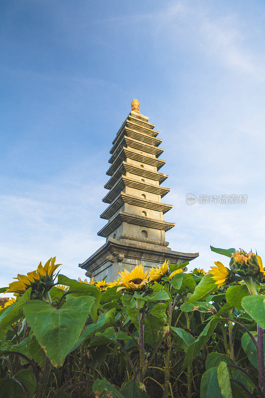 美丽的风景金山宝唐图塔和中国神u来和观音在越南萨帕翻斯盘山