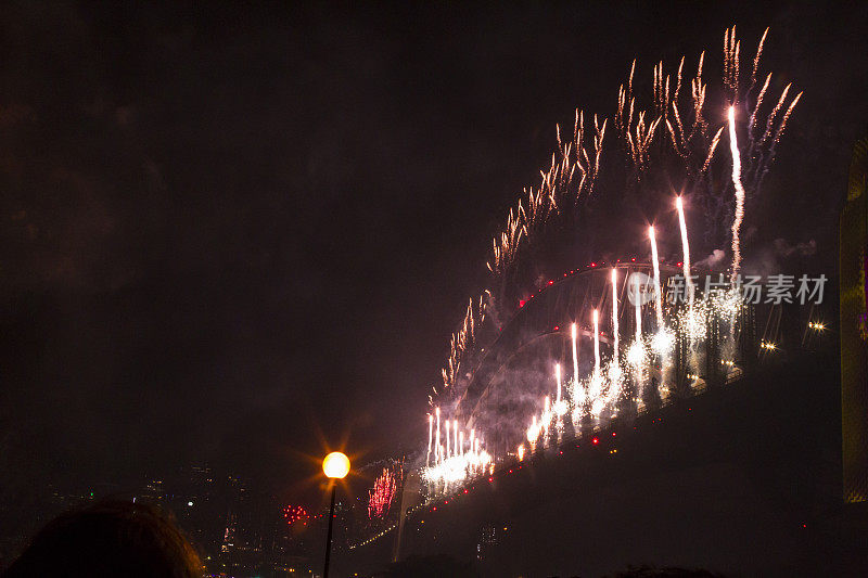 悉尼海港大桥在2020年新年前夜的烟花欢迎秀上