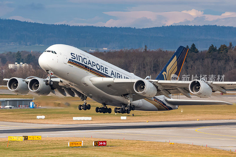 新加坡航空公司在苏黎世的空客A380飞机