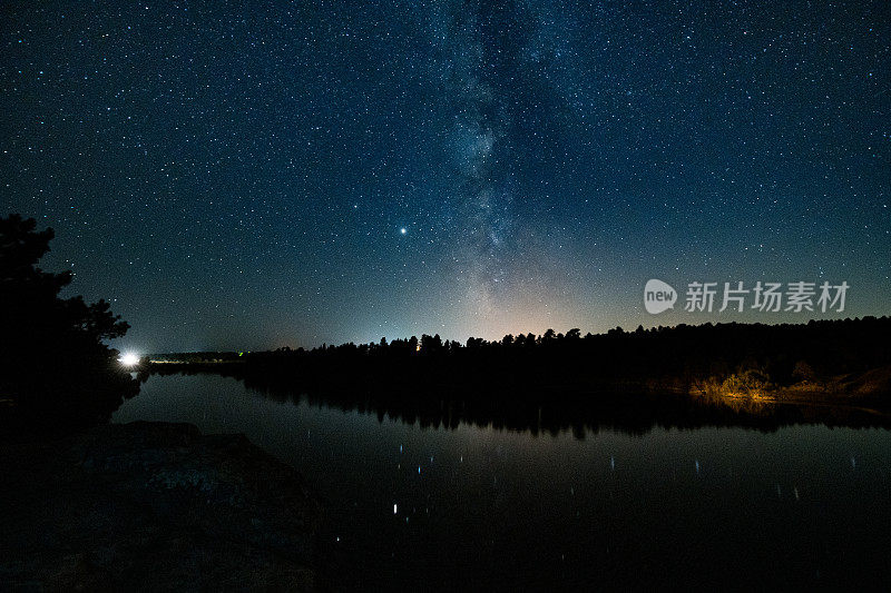 美国怀俄明州锁眼州立公园夜空中的银河