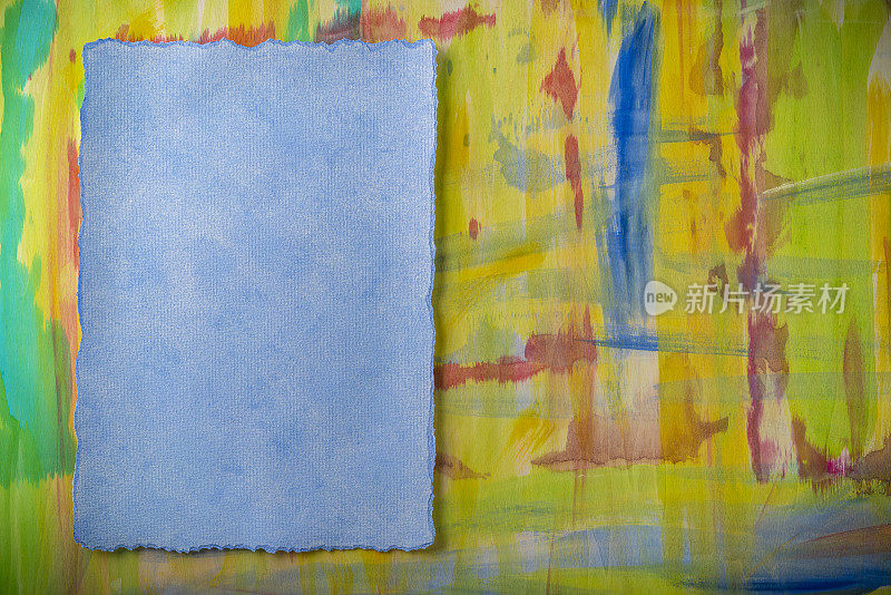 抽象生动的背景画在生动的色彩和水彩蓝色复制空间