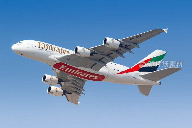 阿联酋空中客车A380飞机在阿拉伯联合酋长国迪拜机场
