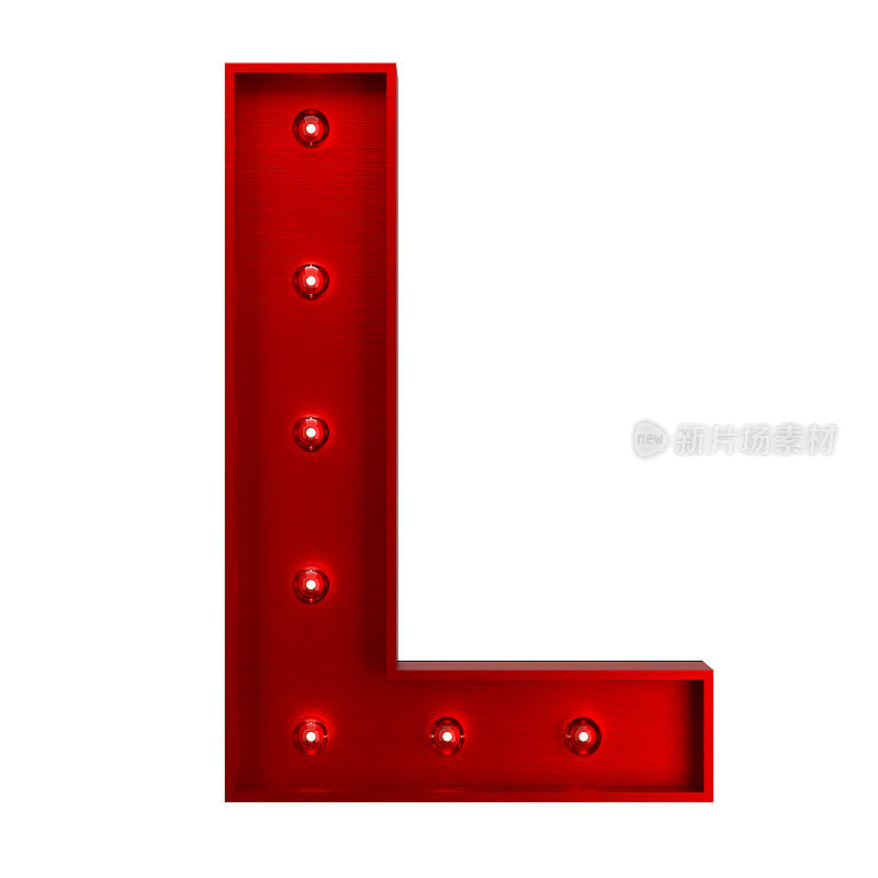 红色金属字母L与灯泡