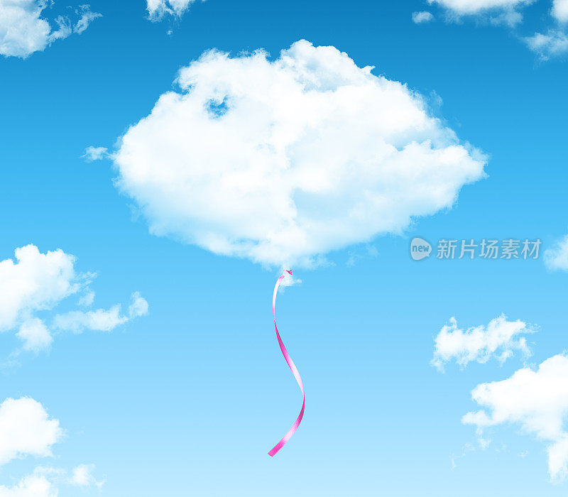 气球的概念与白云和蓝天