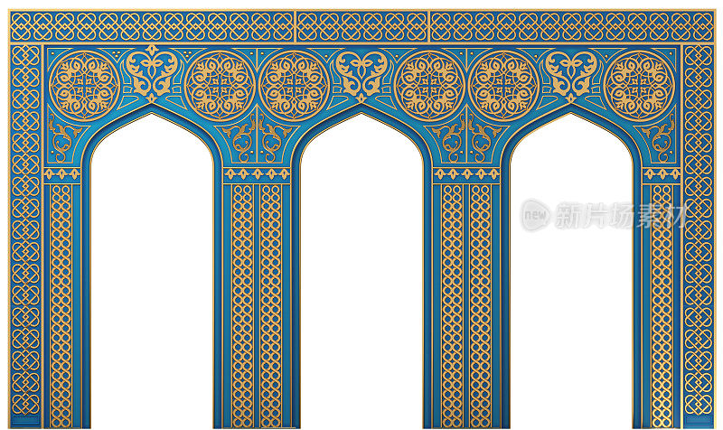 东方古阿拉伯建筑的拱门入口