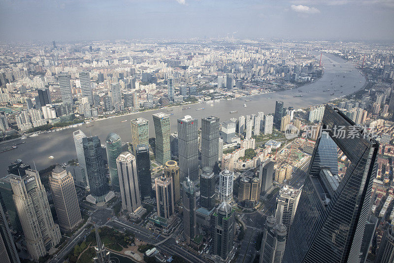 鸟瞰上海外滩，中国