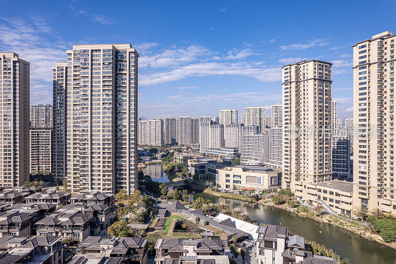 城市高层住宅的鸟瞰图