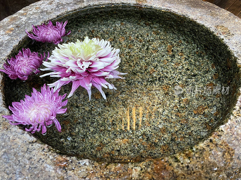 日本古老的花园装饰石盘