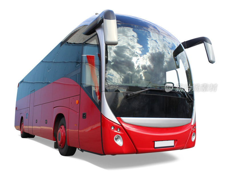 红色旅游巴士的动画模型