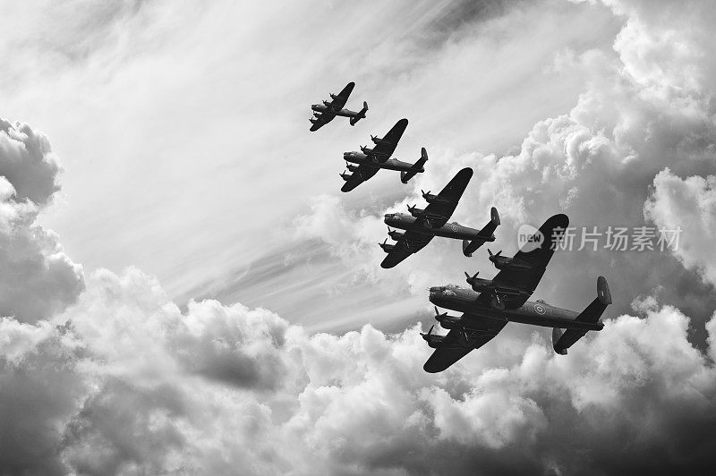黑白复古图像英国二战飞机之战