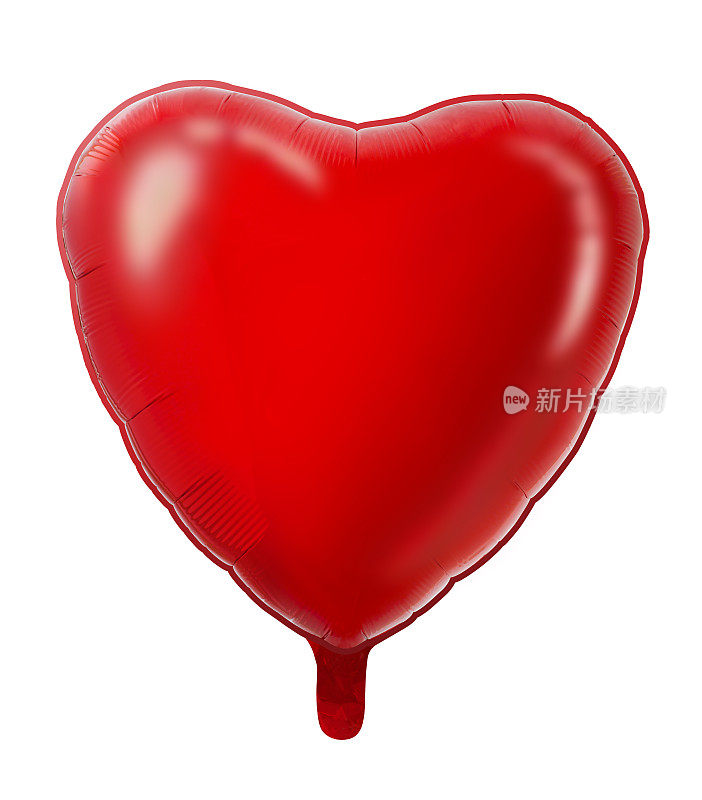白色背景上的心形红色氦气球
