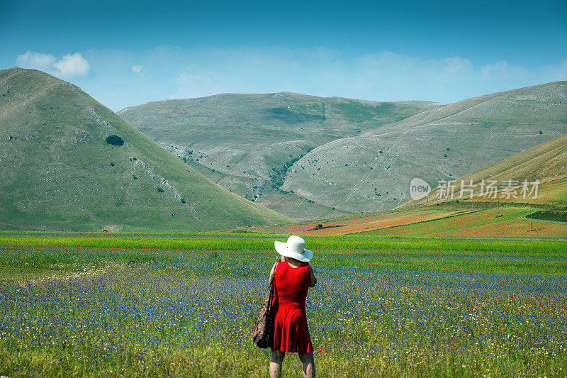 摄影师身穿红袍，头戴白帽，靠近意大利卡斯特鲁西奥