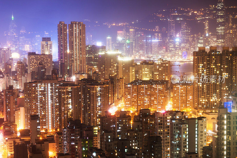 香港旺角摩天大楼的近景