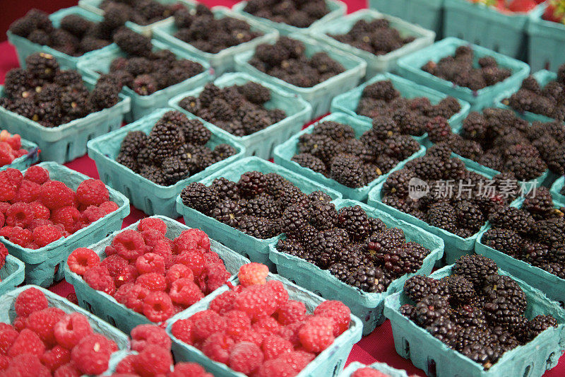 农贸市场的黑莓和覆盆子