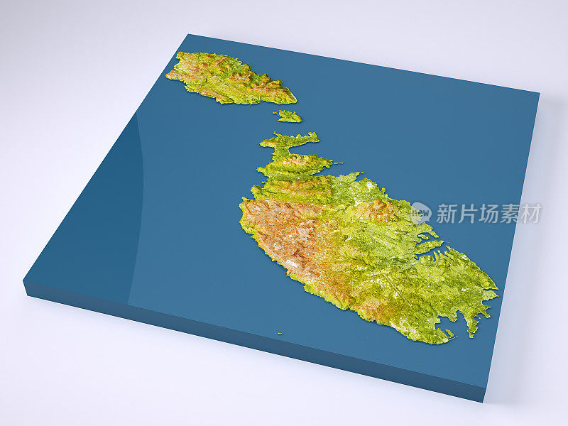 马耳他3D模型地形图颜色