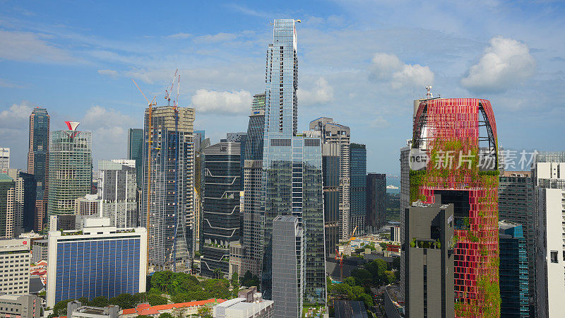 新加坡市中心CBD的天际线全景