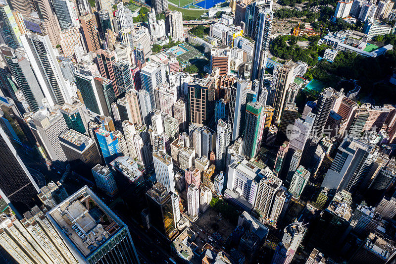 香港城市的无人机视图