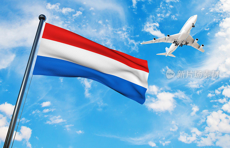卢森堡国旗与飞机