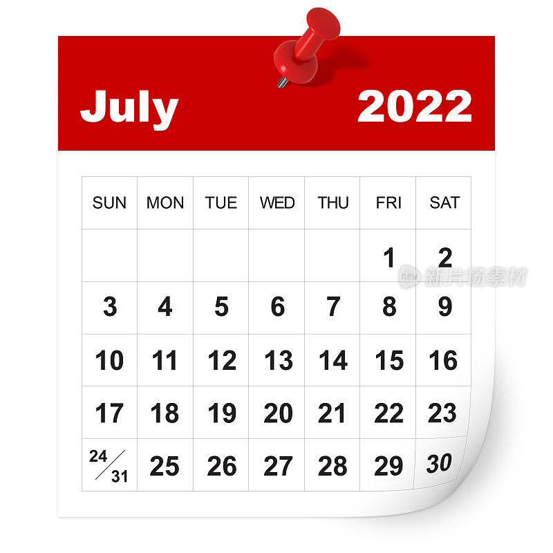 2022年7月日历