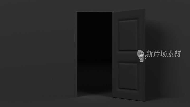 黑色的门和黑暗的房间。